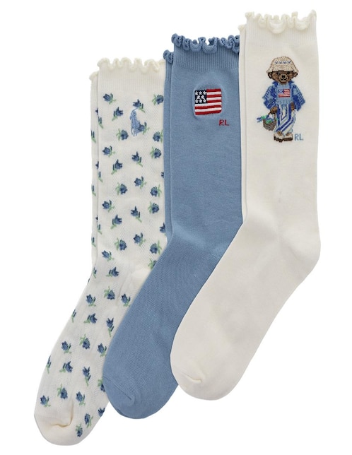 Set de calceta Polo Ralph Lauren de algodón para niña 3 pares