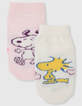Set de tin Peanuts Baby Creysi Snoopy y Woodstock de algodón para niña 2 pares