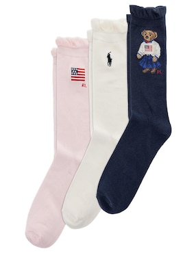 Set de calcetín Polo RL de algodón para niña 3 pares
