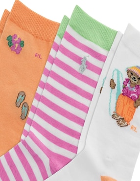 Set de calcetín Polo Ralph Lauren de algodón para niña 3 pares