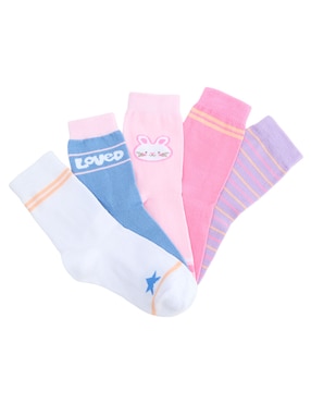 Set de calcetín Punto Blanco de algodón para niña 5 pares