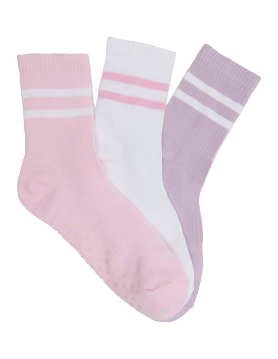 Set de calcetín antiderrapante de algodón para niña 3 pares 2