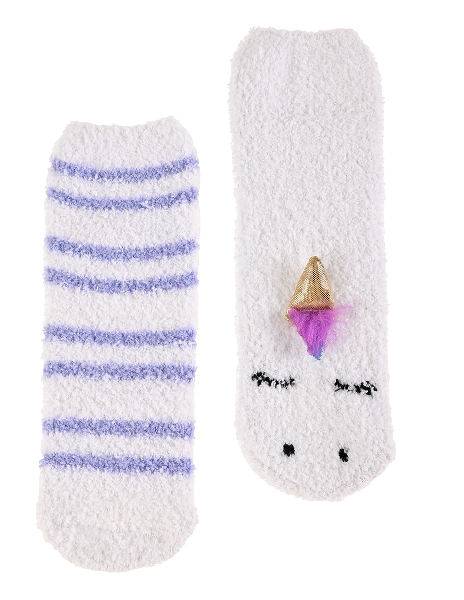 Calceta antiderrapante Unicornio para niña 2 pares 1